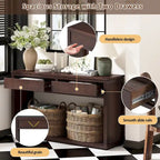 Console avec étagère et 2 tiroirs motif chevron 55 po – Brun / Miel / Naturel / Espresso