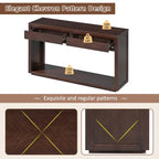Console avec étagère et 2 tiroirs motif chevron 55 po – Brun / Miel / Naturel / Espresso