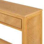 Console avec étagère et 2 tiroirs motif chevron 55 po – Brun / Miel / Naturel / Espresso
