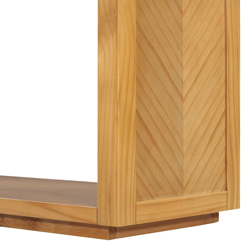 Console avec étagère et 2 tiroirs motif chevron 55 po – Brun / Miel / Naturel / Espresso