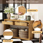 Console avec étagère et 2 tiroirs motif chevron 55 po – Brun / Miel / Naturel / Espresso