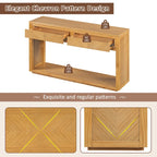 Console avec étagère et 2 tiroirs motif chevron 55 po – Brun / Miel / Naturel / Espresso