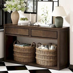 Console avec étagère et 2 tiroirs motif chevron 55 po – Brun / Miel / Naturel / Espresso