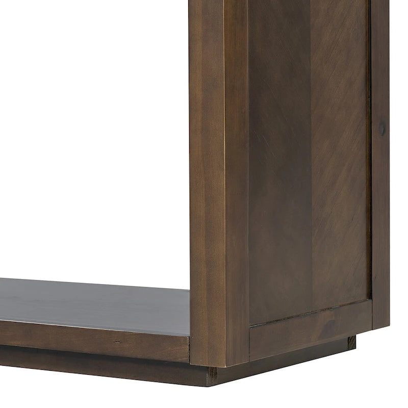 Console avec étagère et 2 tiroirs motif chevron 55 po – Brun / Miel / Naturel / Espresso