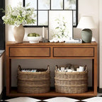 Console avec étagère et 2 tiroirs motif chevron 55 po – Brun / Miel / Naturel / Espresso