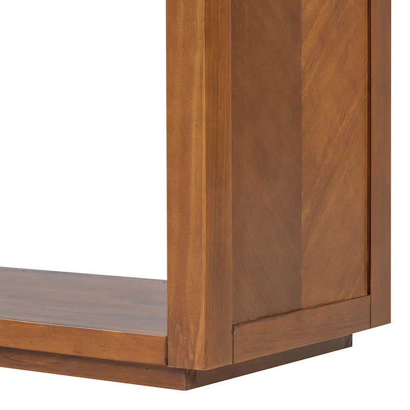 Console avec étagère et 2 tiroirs motif chevron 55 po – Brun / Miel / Naturel / Espresso