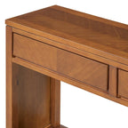 Console avec étagère et 2 tiroirs motif chevron 55 po – Brun / Miel / Naturel / Espresso