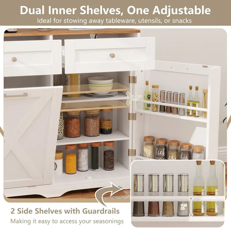 Meuble de poubelle basculante en noyer gris/noir/blanc avec prises, 2 tiroirs et étagère réglable – 1 personne
