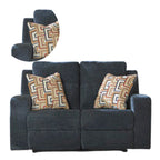 Canapé inclinable manuel deux places, bleu marine, polyester, 162 cm