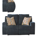 Canapé inclinable manuel deux places, bleu marine, polyester, 162 cm