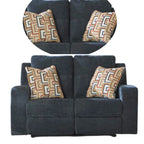 Canapé inclinable manuel deux places, bleu marine, polyester, 162 cm