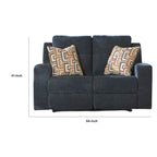 Canapé inclinable manuel deux places, bleu marine, polyester, 162 cm