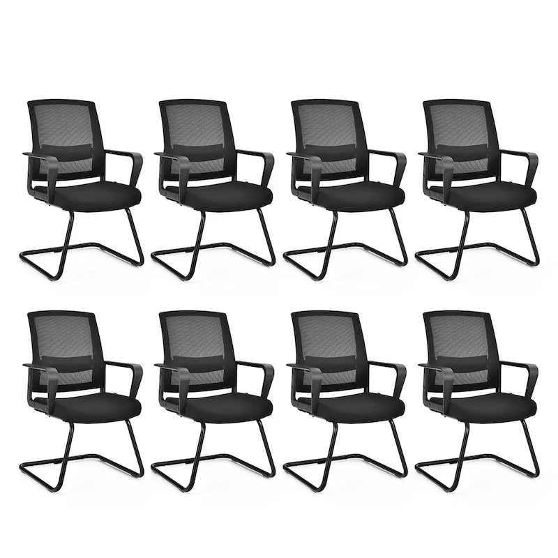 Chaise de conférence en filet noir, dossier mi-hauteur, lot de 8
