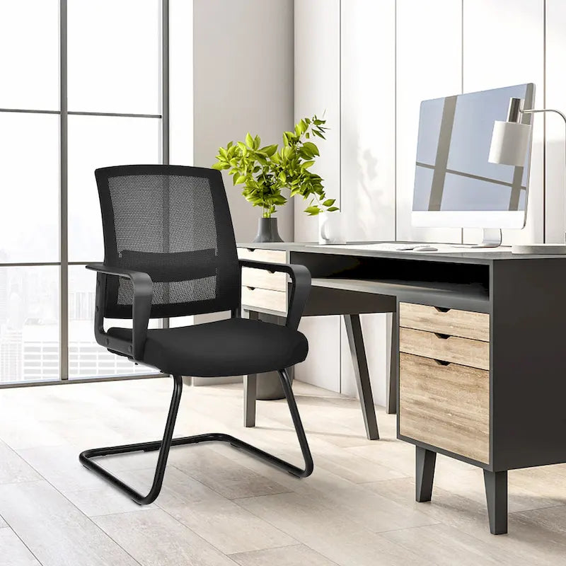 Chaise de conférence en filet noir, dossier mi-hauteur, lot de 8