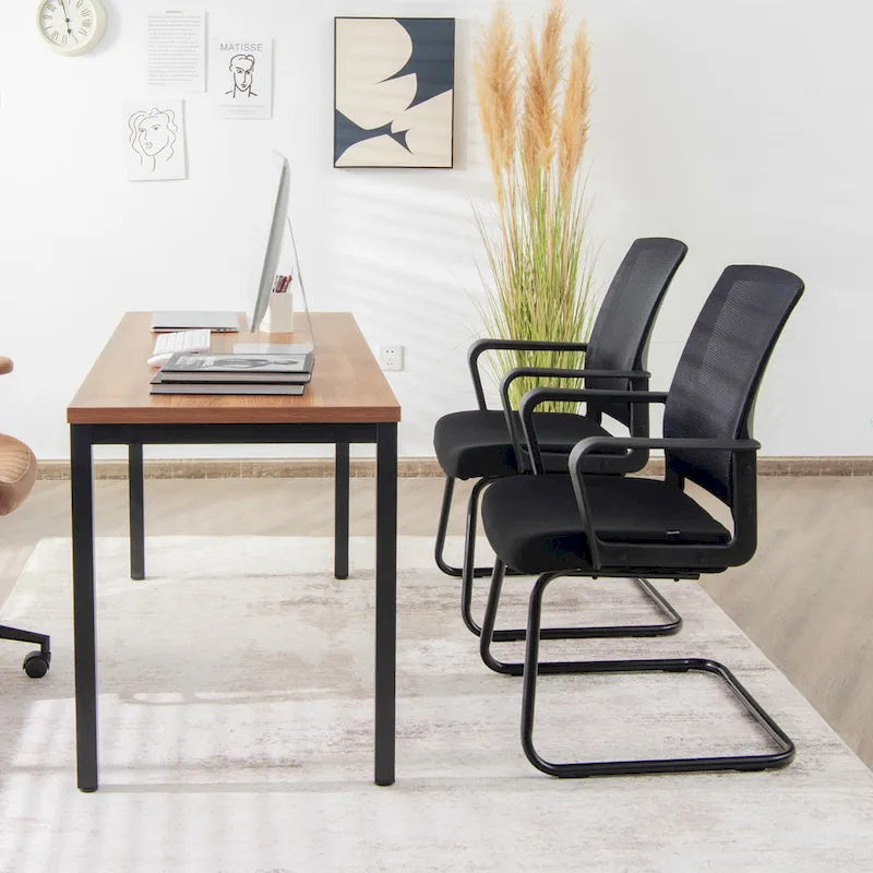 Chaise de conférence en filet noir, dossier mi-hauteur, lot de 8