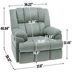 Fauteuil inclinable, pivotant et à bascule en tissu beige / vert / bleu, très grand, 1 place