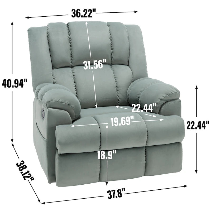Fauteuil inclinable, pivotant et à bascule en tissu beige / vert / bleu, très grand, 1 place