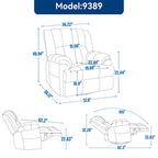 Fauteuil inclinable, pivotant et à bascule en tissu beige / vert / bleu, très grand, 1 place