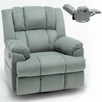 Fauteuil inclinable, pivotant et à bascule en tissu beige / vert / bleu, très grand, 1 place