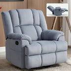 Fauteuil inclinable, pivotant et à bascule en tissu beige / vert / bleu, très grand, 1 place