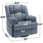 Fauteuil inclinable, pivotant et à bascule en tissu beige / vert / bleu, très grand, 1 place