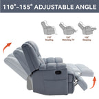 Fauteuil inclinable, pivotant et à bascule en tissu beige / vert / bleu, très grand, 1 place