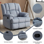Fauteuil inclinable, pivotant et à bascule en tissu beige / vert / bleu, très grand, 1 place