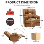 Fauteuil inclinable, pivotant et à bascule en tissu beige / vert / bleu, très grand, 1 place