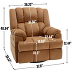 Fauteuil inclinable, pivotant et à bascule en tissu beige / vert / bleu, très grand, 1 place