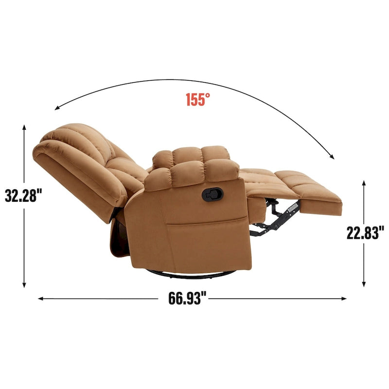 Fauteuil inclinable, pivotant et à bascule en tissu beige / vert / bleu, très grand, 1 place