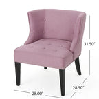 Fauteuil d'appoint capitonné violet lavande pour 1 personne, bordure cloutée