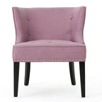 Fauteuil d'appoint capitonné violet lavande pour 1 personne, bordure cloutée
