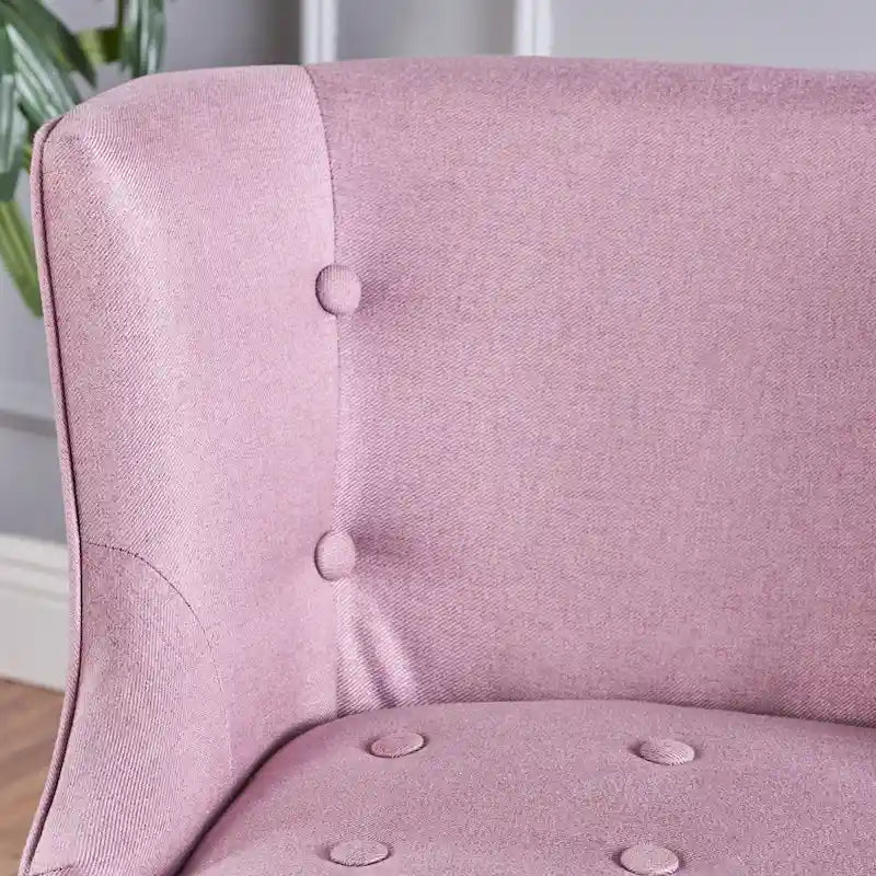Fauteuil d'appoint capitonné violet lavande pour 1 personne, bordure cloutée