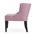 Fauteuil d'appoint capitonné violet lavande pour 1 personne, bordure cloutée