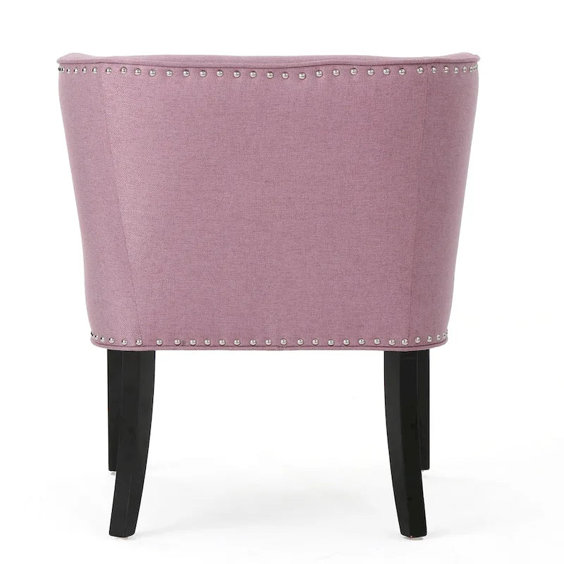 Fauteuil d'appoint capitonné violet lavande pour 1 personne, bordure cloutée