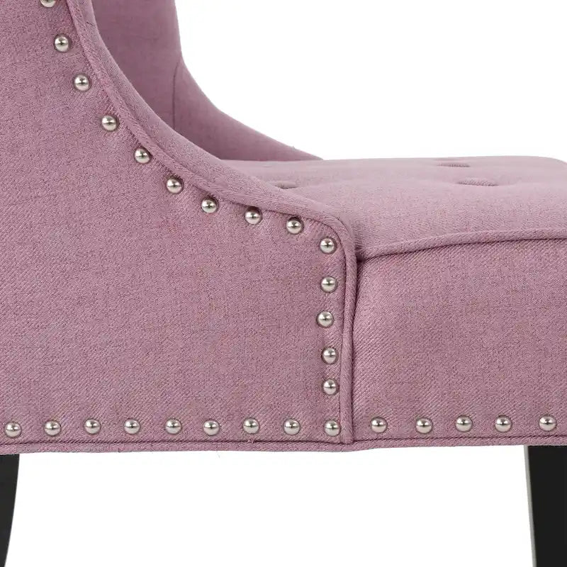 Fauteuil d'appoint capitonné violet lavande pour 1 personne, bordure cloutée