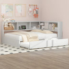 Lit de repos en métal blanc/noir avec lit gigogne – 2 couchages