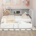 Lit de repos en métal blanc/noir avec lit gigogne – 2 couchages