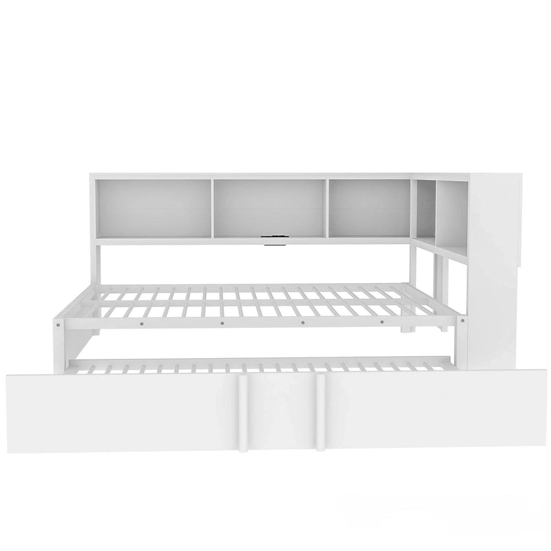 Lit de repos en métal blanc/noir avec lit gigogne – 2 couchages