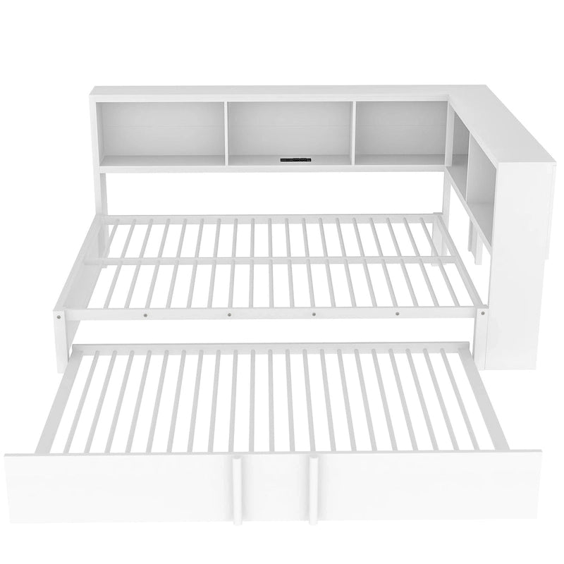 Lit de repos en métal blanc/noir avec lit gigogne – 2 couchages