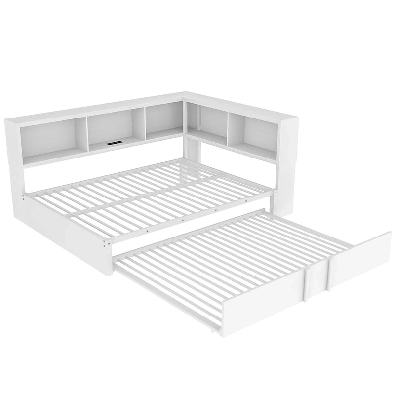 Lit de repos en métal blanc/noir avec lit gigogne – 2 couchages