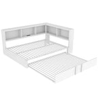 Lit de repos en métal blanc/noir avec lit gigogne – 2 couchages