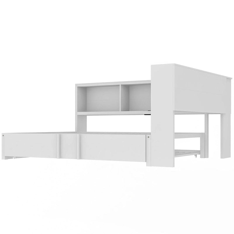 Lit de repos en métal blanc/noir avec lit gigogne – 2 couchages