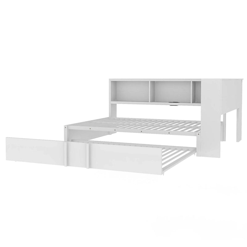 Lit de repos en métal blanc/noir avec lit gigogne – 2 couchages