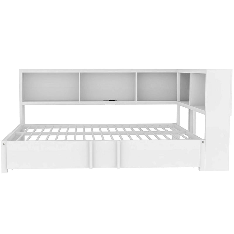 Lit de repos en métal blanc/noir avec lit gigogne – 2 couchages