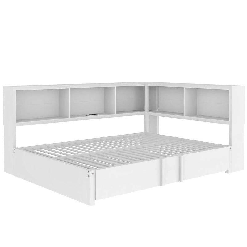Lit de repos en métal blanc/noir avec lit gigogne – 2 couchages