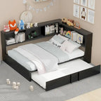 Lit de repos en métal blanc/noir avec lit gigogne – 2 couchages