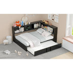 Lit de repos en métal blanc/noir avec lit gigogne – 2 couchages