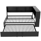 Lit de repos en métal blanc/noir avec lit gigogne – 2 couchages