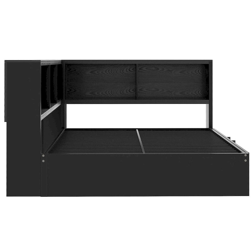 Lit de repos en métal blanc/noir avec lit gigogne – 2 couchages